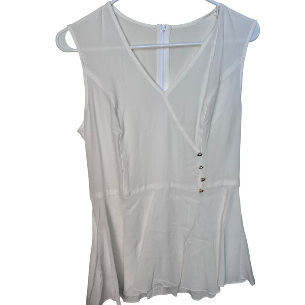 JNSQ Surplice V-Neck Sleeveless Louisa Top White Size 4 NWT